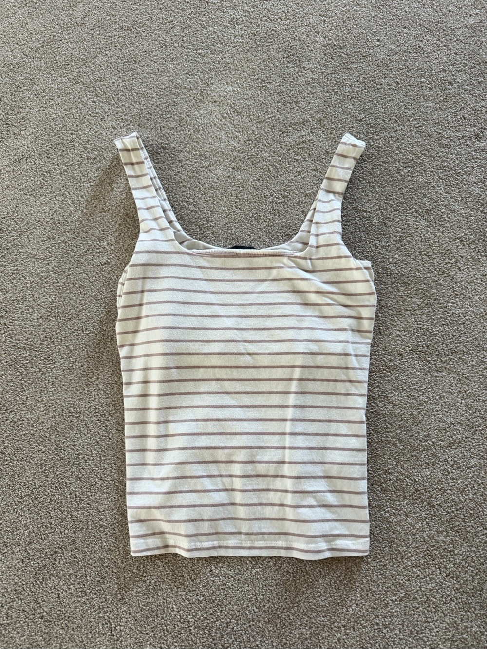 New Look Cream Tank Top with Brown Stripes